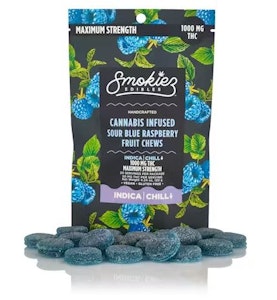 Smokiez Edibles - Sour Blue Raspberry Indica - Maximum Strength - 1000mg THC Fruit Chews