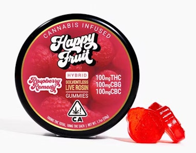 Happy Fruit - Raspberry Remedy Rosin Gummies : 100 MG THC + 100 MG CBC + 100 MG CBG