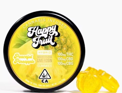 Happy Fruit - Peaceful Pineapple Rosin Gummies - 100mg THC + 100mg CBD + 100mg CBG