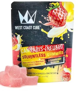 West Coast Cure - Strawberry Banana Flavored Solventless Gummies - 10x 10mg/gummy